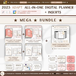 ADAPT 2025 *MEGA* BUNDLE for Digital Planning | 8 Digital planners, Widgets and Extension Pack | Use in GoodNotes notetaking apps