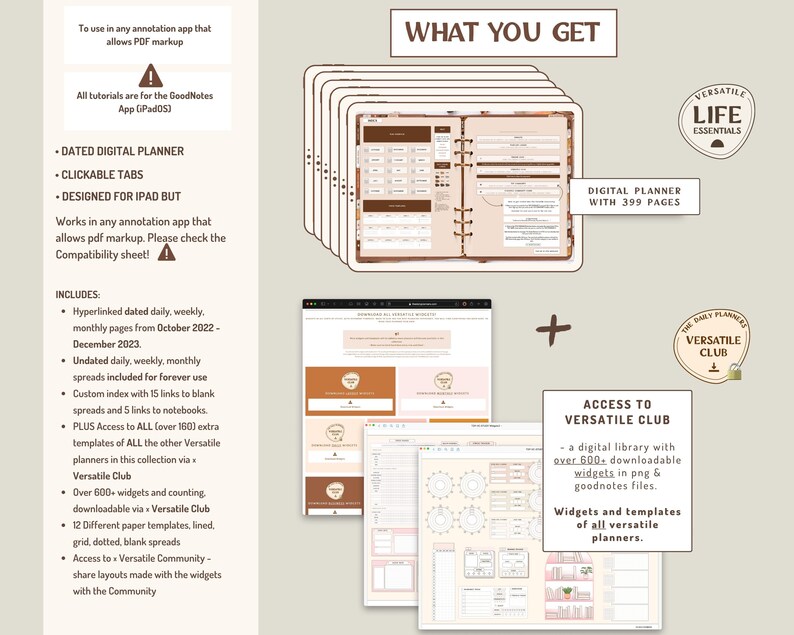 2023 Versatile LIFE ESSENTIALS Digital Planner Fall Vibes Etsy
