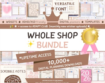Digitale planner iPad en Android | Hele shopbundel | Goodnotes Planners Stickers, dagboek, sjablonen, widgets, lettertypen