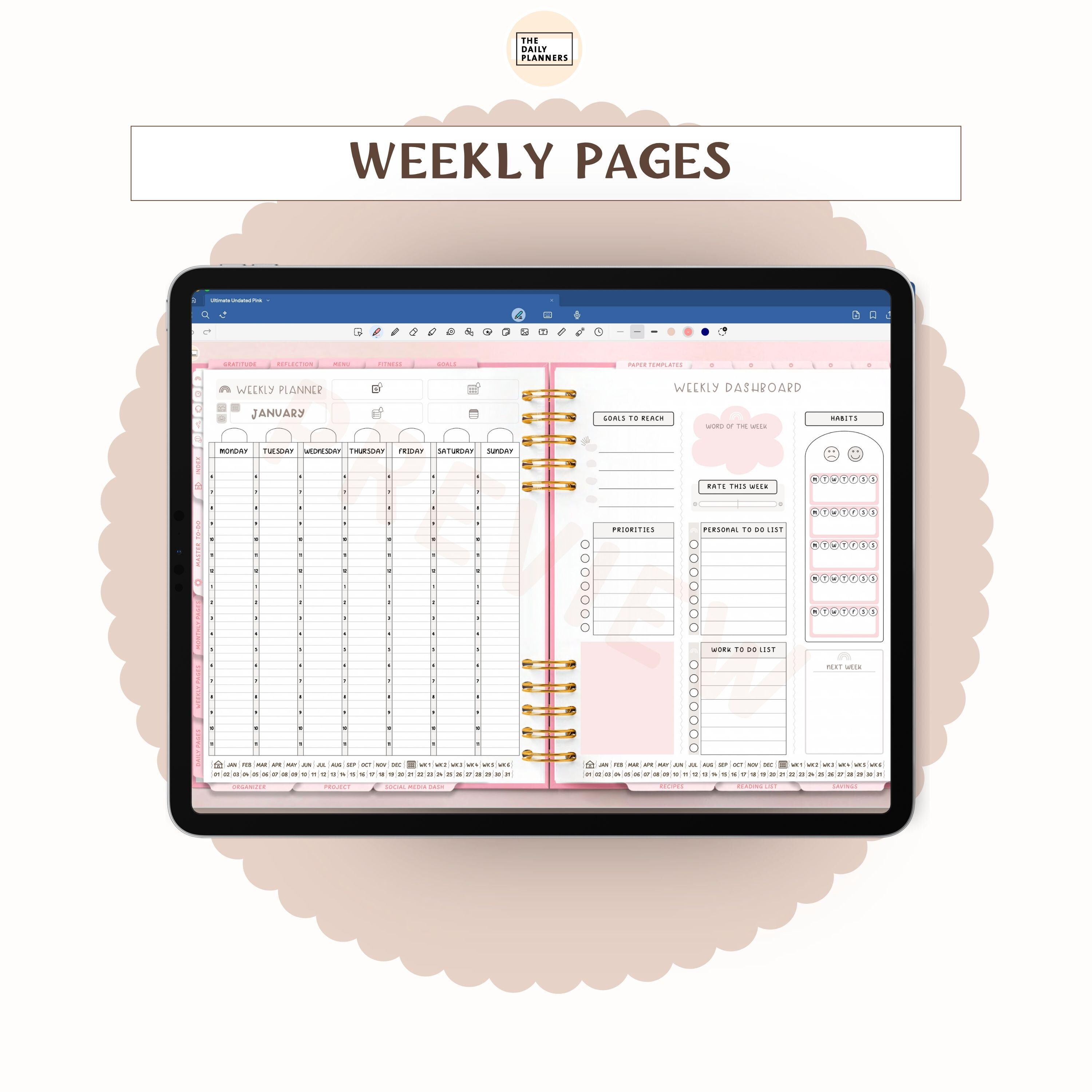 4.0 Ultimate Undated Life Planner Pink | Landscape Digital Planner ...