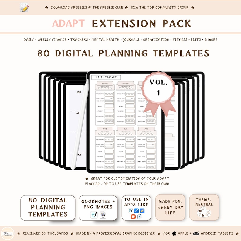 Good Notes File Digital Planner Inserts: 80 Layout Templates for Goodnotes (PNG ...