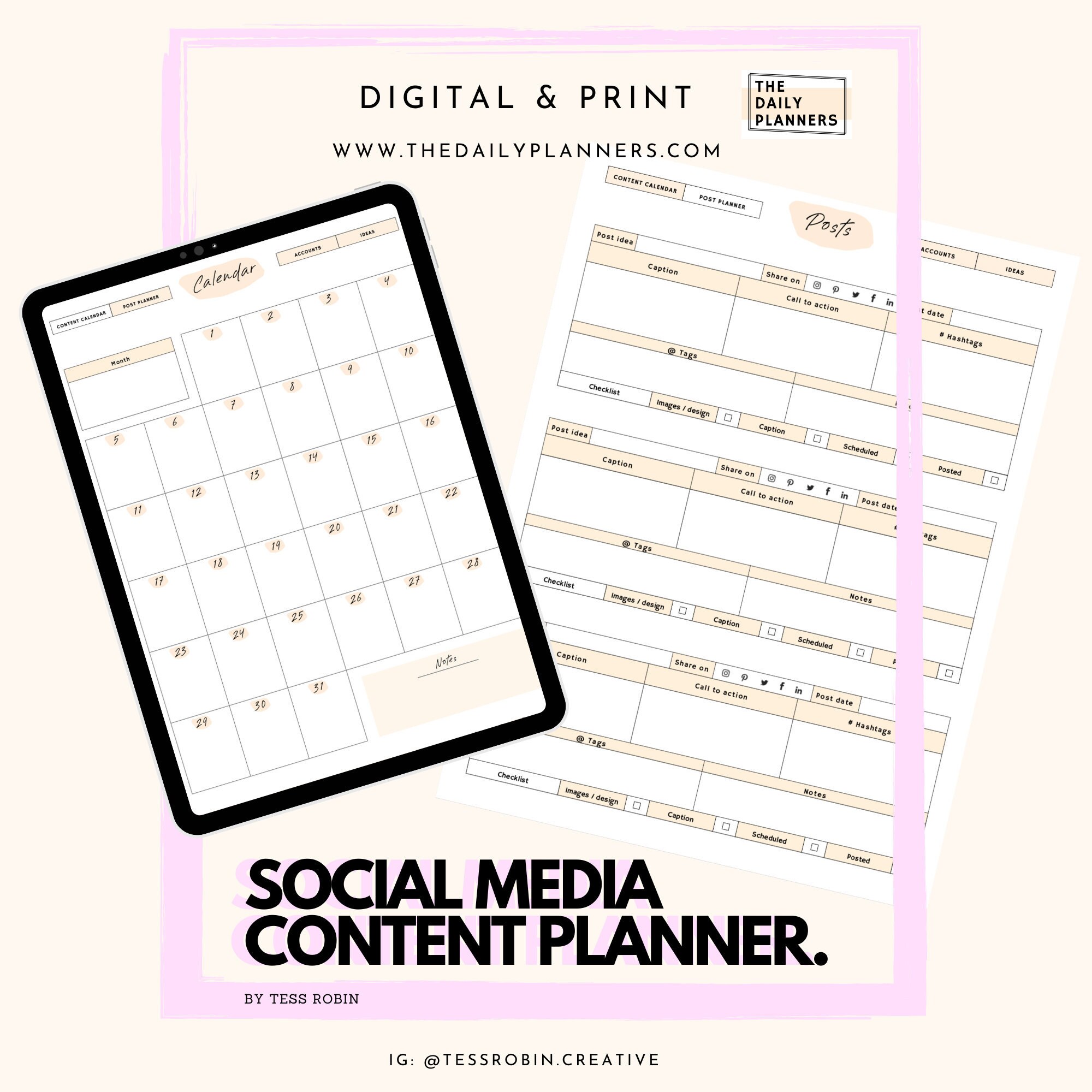 iPad Planner Content Planner Social Media Planner Etsy Planner Digital