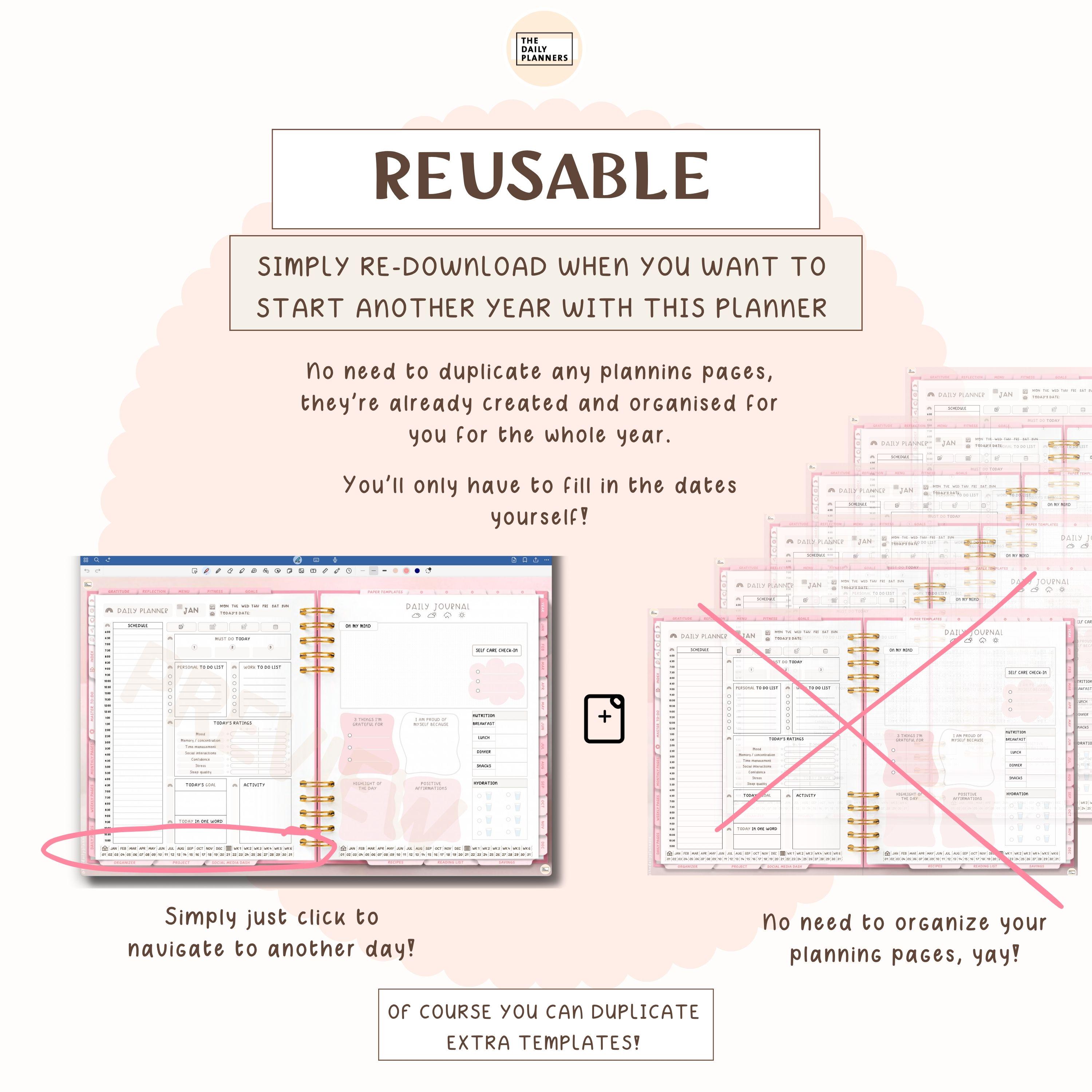 4.0 Ultimate Undated Life Planner Pink | Landscape Digital Planner ...
