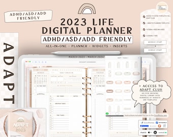 2023 ADAPT Life | Adhd/Asd/Add-friendly Digital Planner | DATED | GoodNotes, Apple, Android | Widgets/templates | Adapt Club