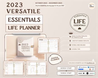 2023 Versatile LIFE ESSENTIALS digital planner | DATED & Undated | GoodNotes, Apple, Android | Access to all Versatile widgets / templates |