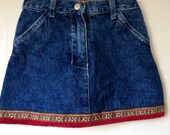 Girls vintage boho denim skirt, jean skirt, vintage H and M, country, folksy
