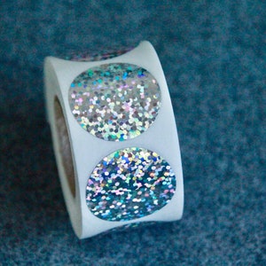 Adesivi rotondi con glitter argento, rotondi da 25 mm, 1 rotolo, 500 adesivi, etichette sigillanti, diario regalo per artigianato, scrapbooking, posta, adesivo decorativo