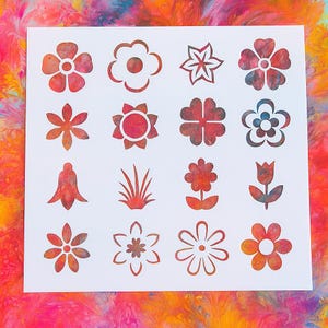Estêncil-130x130x0,2 mm-Estêncil de planta e flor-Estêncil de desenho de plástico-Pintura em spray para decoração-Decoração de parede-Scrapbooking para diário de artesanato
