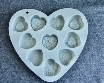 Silicone Moulds-Love Heart Chocolate Valentine Soap Baking Mould-10 cavities-For Soap Candle Making Resin Epoxy-Craft Mould-Food Grade Mould