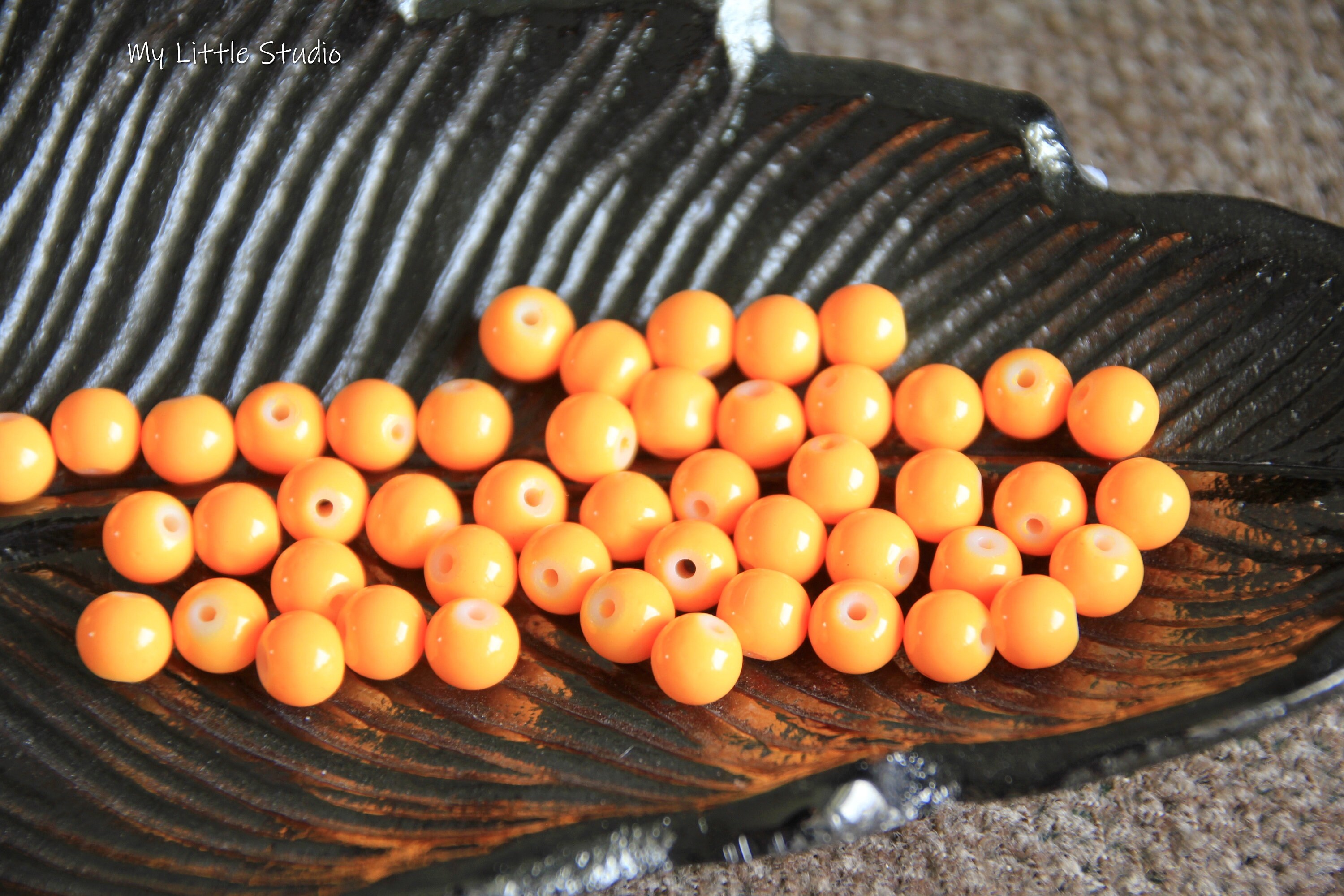 Destashorange Glass Beads6mm50 Beadsorange Beadsbright Orange Etsy
