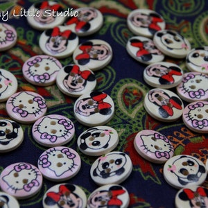 Kids Wooden Buttons-15x15mm-2 hole-Pack of 10 Buttons-Random Mix-Sewing Buttons-Craft Buttons-Multicolored Wooden Butterflies-Scrapbook