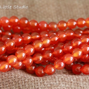 Natural Carnelian Beads-8mm-Full Strand-15&quot; strand-about 50 beads-Hole 1mm-Genuine Carnelian-Gemstone Beads-Crystal Beads-Orange Beads