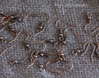 Alambres de cobre para pendientes - Ganchos de hierro y cobre para pendientes - 18 x 18 mm - Orificio de 3 mm - 10 pares - Accesorios para joyería - Fabricación de pendientes DIY - Componente para pendientes - Fabricación de joyas