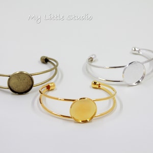 2xBlank Cuff Bracelets-20mm bank-Bronze Gold Silver-Blank Bangle Base-Cabochon Bangle-Resin Epoxy DIY Bracelet-Cabochon Jewelry-Jewelry Kit