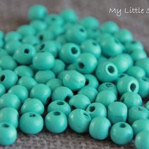 Light Blue Wooden Beads-8mm-50 beads-Hole 3mm-Wood beads-Craft Beads-Quality Wooden Beads-Natural Wood Beads-Large Hole Beads