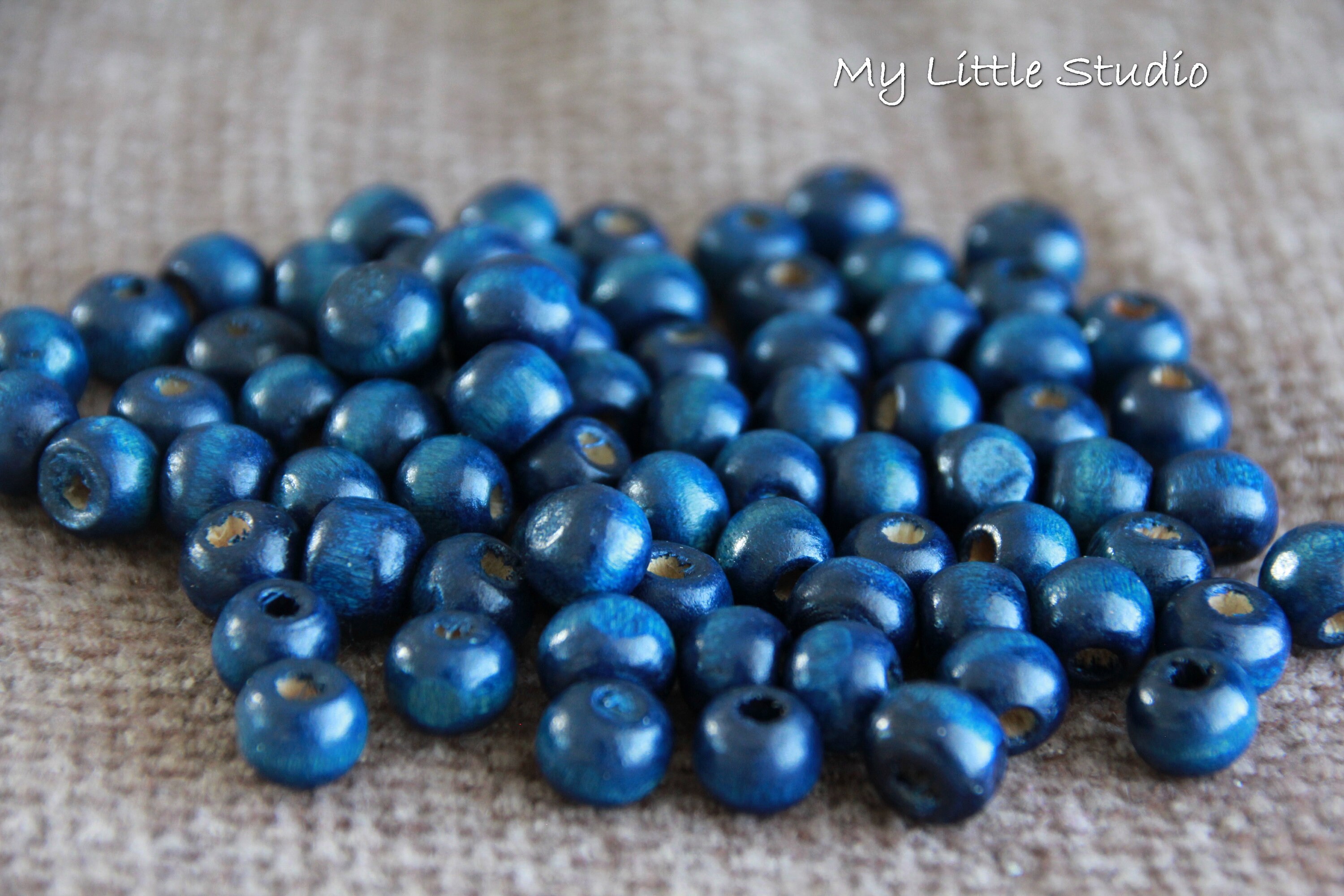 Dark Blue Wooden Beads8mm50 beadsHole 3mmWood beadsCraft Etsy