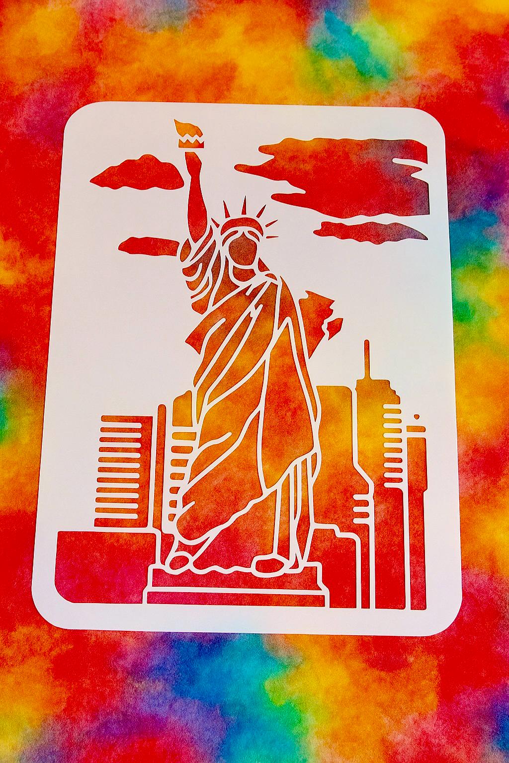 Pochoir Statue de la liberté DJ - Modèle street art urbain pour murs et projets de bricolage