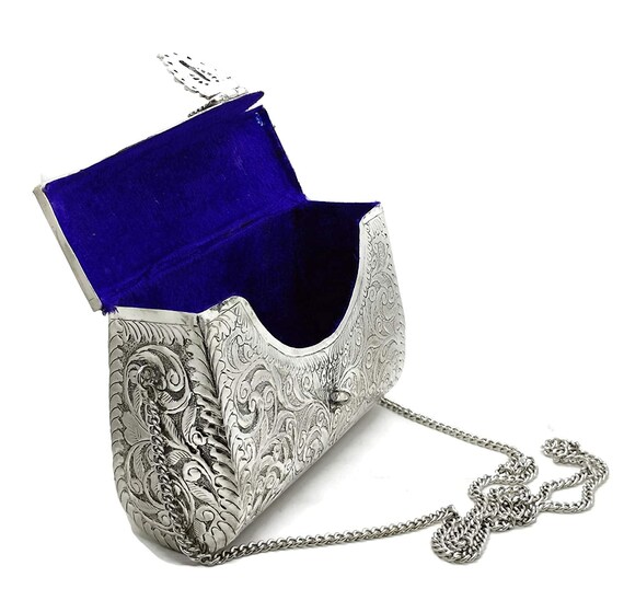 Rhinestone Crystal Envelope Clutch Purse - Silver