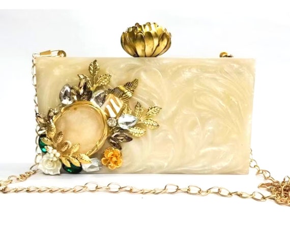 yellow Attractive Resin box Clutch