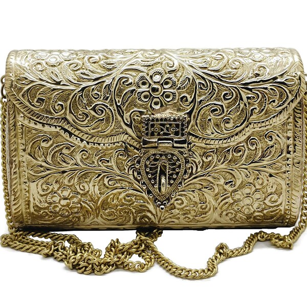 Gold focus clutch purse