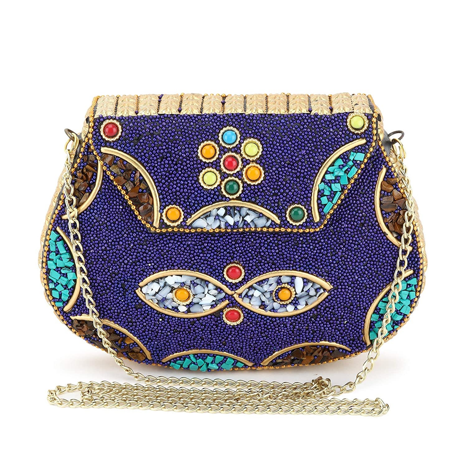 Trend Overseas Women Silver Bridal Metal Clutches Ethnic Handmade Brass Purse  Metal Party Bag Antique Hand Carving Purse : Amazon.in: Fashion