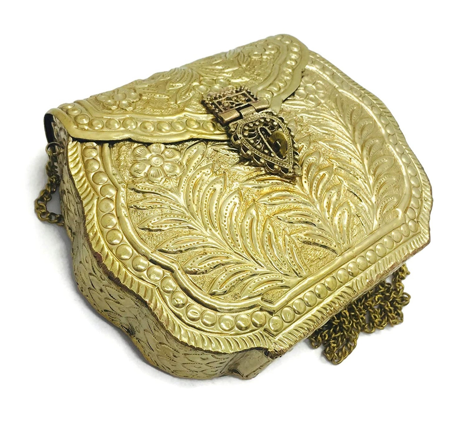 Royal Indian Traditional Antique Brass Golden Clutch Purse Etsy