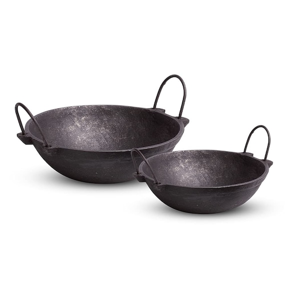 Pre-seasoned Cast Iron Kadai/kadhai Combo 8 Inch,10 Inch 