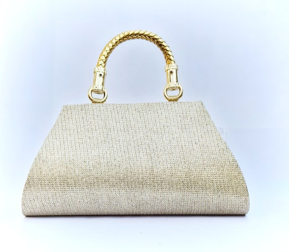 Woman / Ladies clutch sling purse (Golden glitter Stone with Chain holder)..