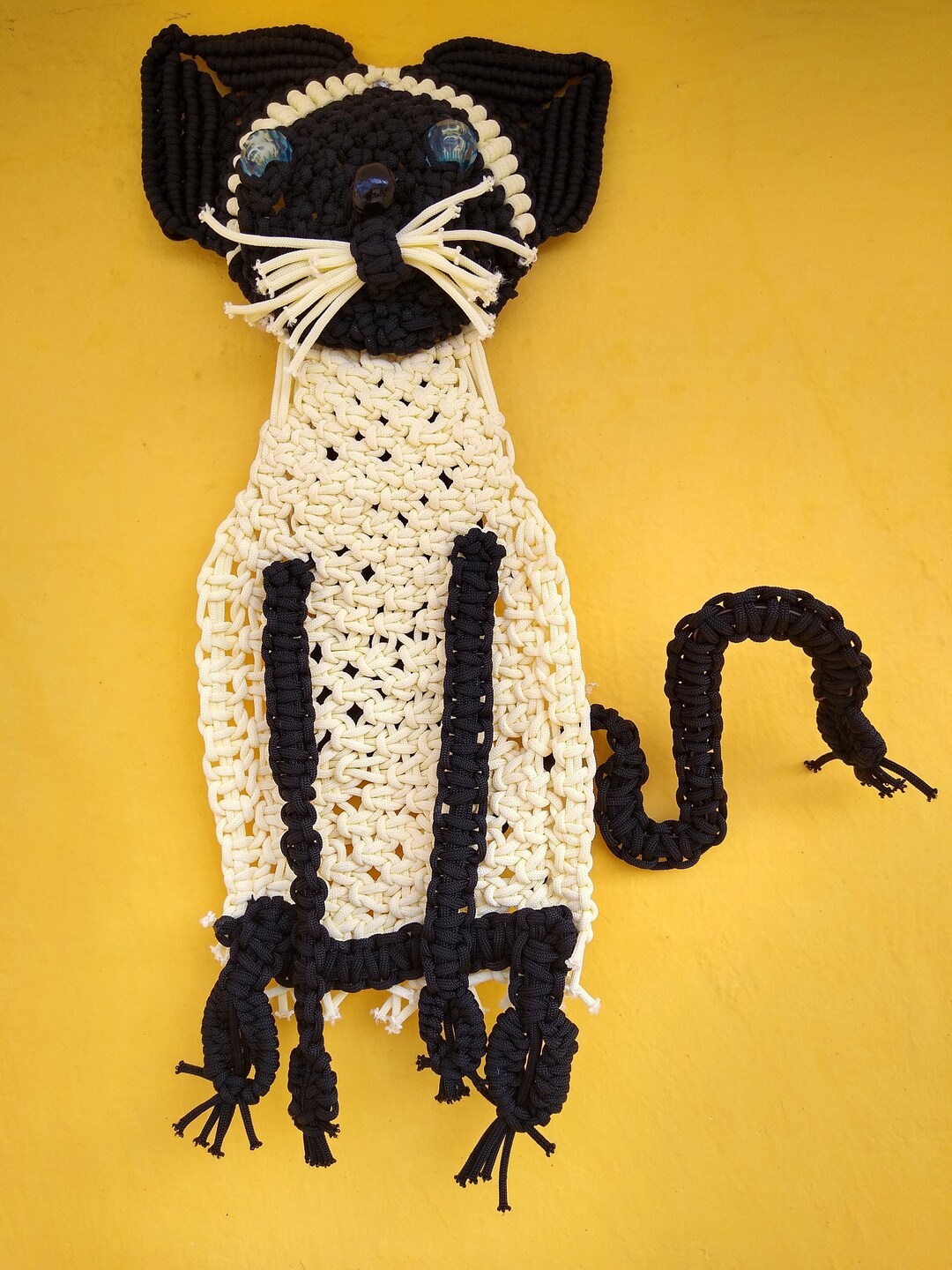 Amazing Handmade Macrame Black Cat Wall Hanging Beautiful Wall - Etsy