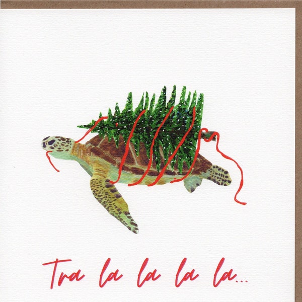 Festive Sea Turtle Card | Turtle Christmas | Tra la la la la Card | Turtle Love Christmas Card| Across The Miles Turtle Card.