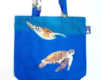 Turtle Print Cotton Tote Bag UK