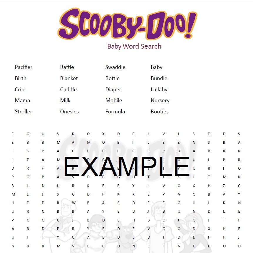 Scooby Doo Themed Baby Shower Word Search | Etsy