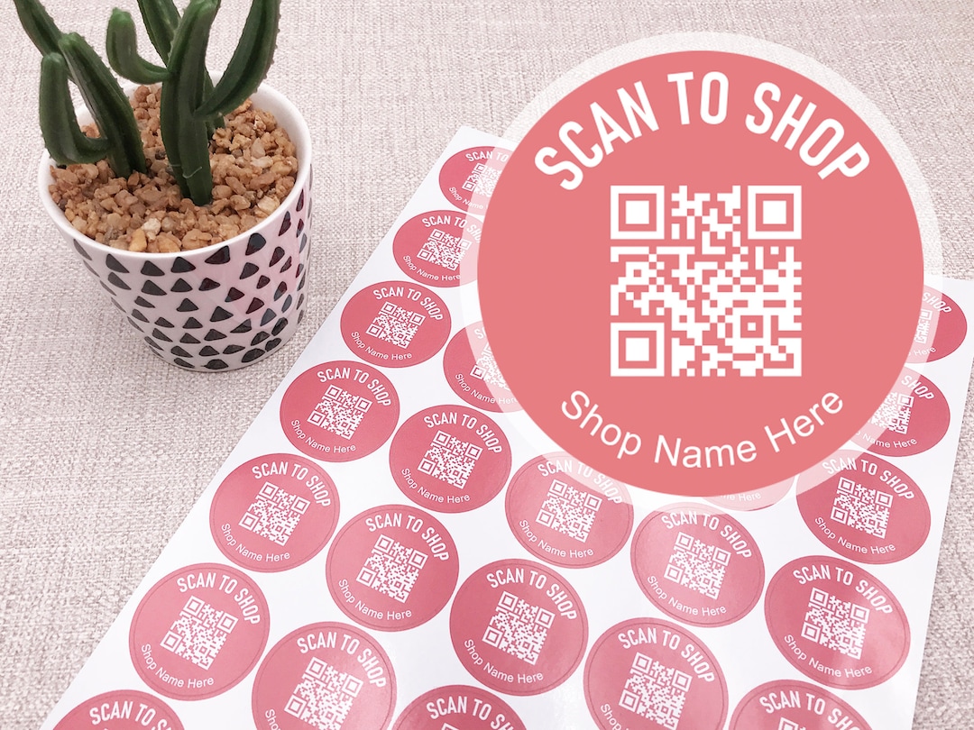 Custom QR Code Vinyl Stickers / Labels Scan to Shop Etsy