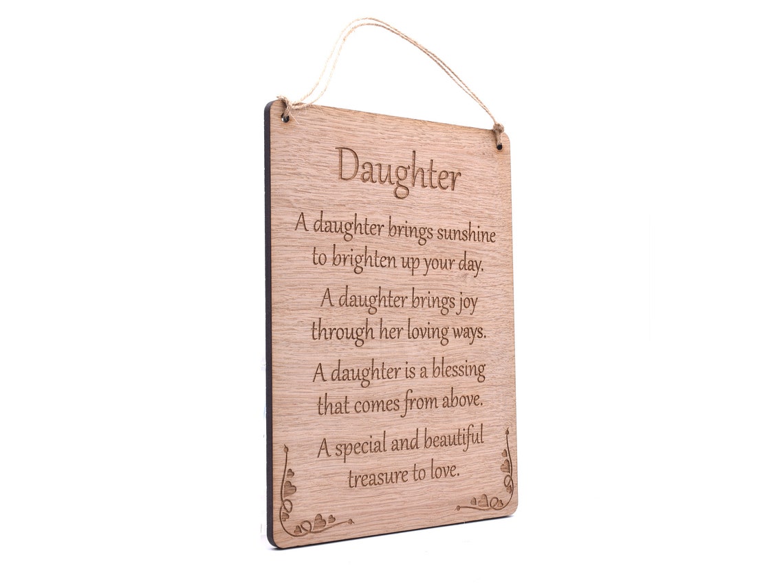 Large Engraved Wooden Plaque with Daughter Poem Beautiful Etsy