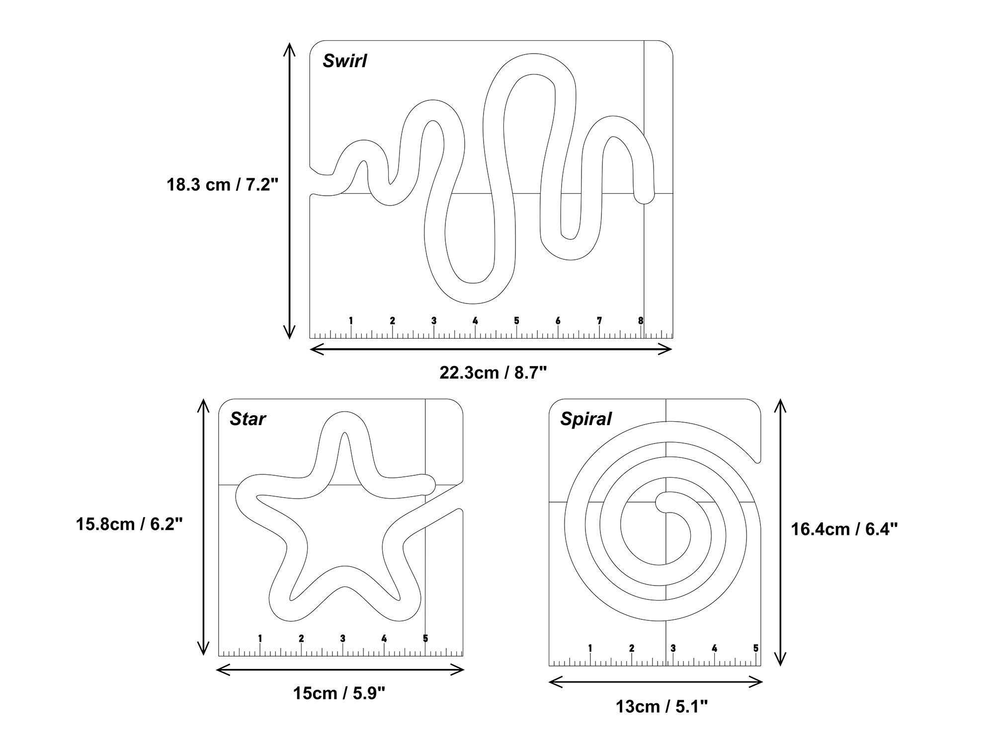 3 Pieces Acrylic Quilting Templates Etsy