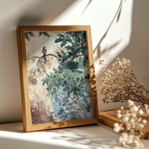 Vintage Nachtigall - Romantischer Fine Art Print - Verträumte Wanddekoration - Handgemalt & Gedruckt vom Künstler - Klassische Kunst - Vogel