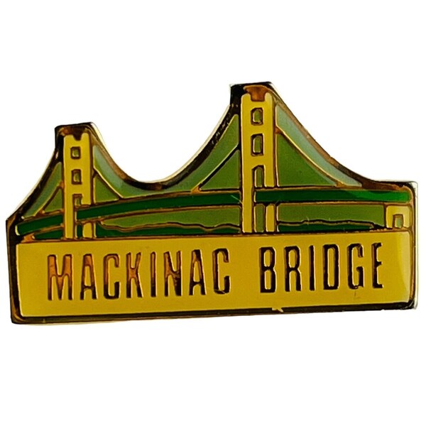 Vintage Mackinac Island Bridge Lapel Hat Pin Michigan Travel Souvenir Gift