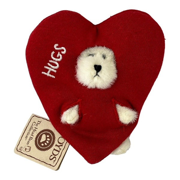 Vintage Boyds Bears Mini Lil Hugs Peeker Bear in Heart Costume 4 Inch Jointed Stuffed Animal Head Bean Heirloom Series