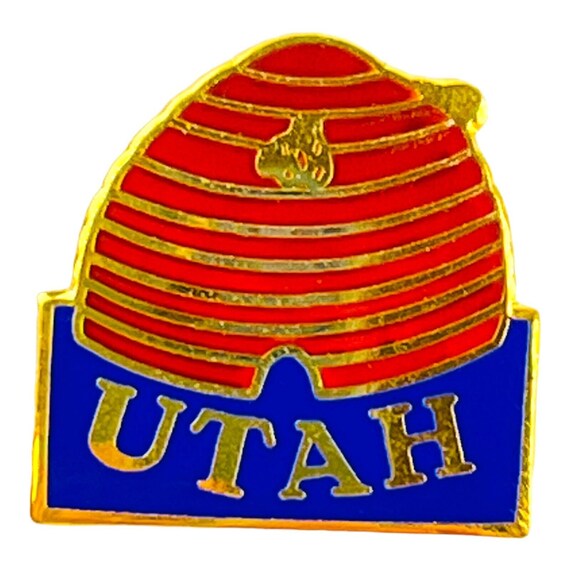 Vintage Utah Beehive State Lapel Pin Travel Souve… - image 1