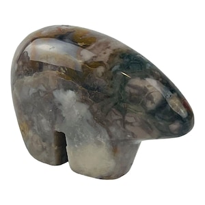 Vintage Miniature Hand Carved Bear Figurine Stone Mineral Brown Gray 2.75 Inch Sculpture