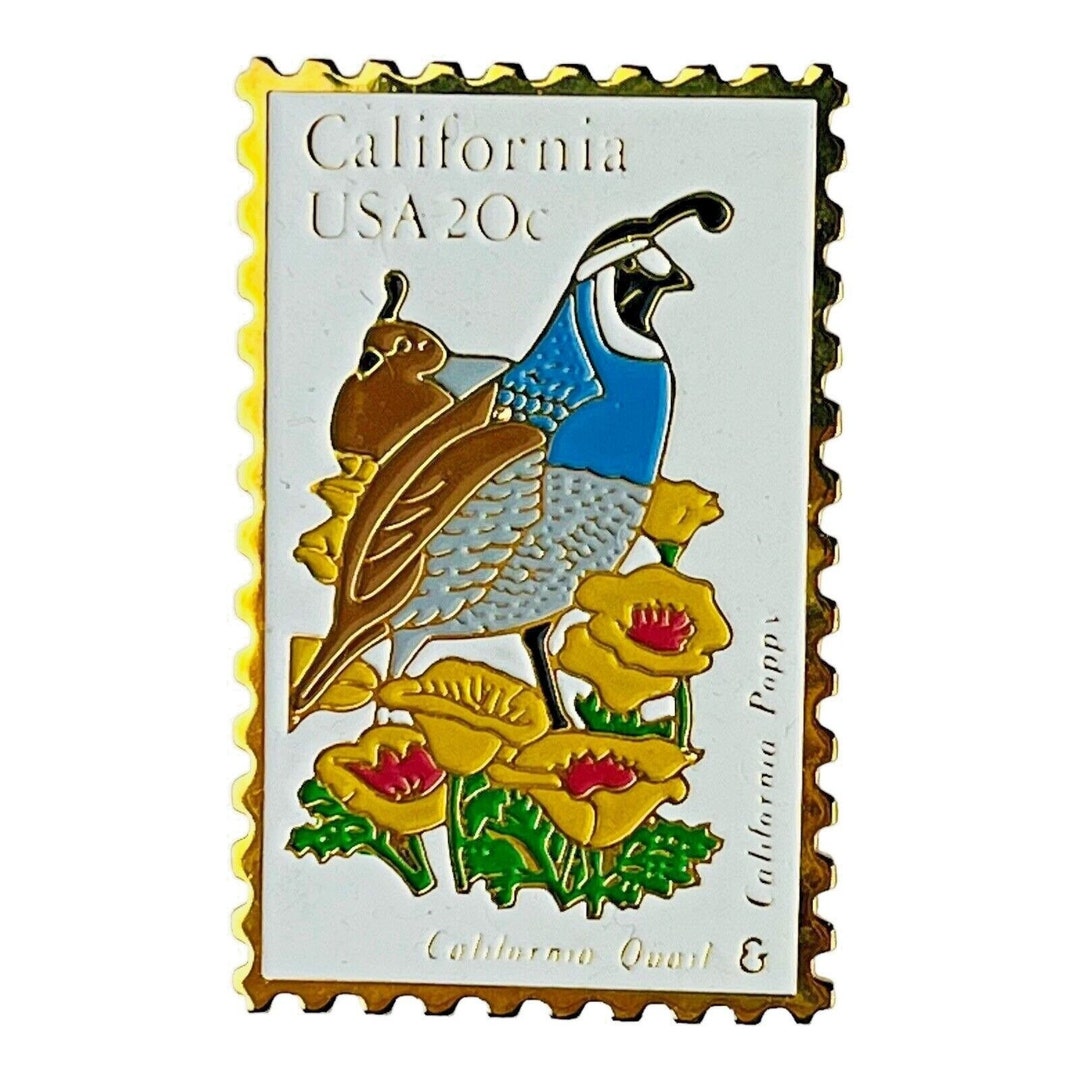 Vintage California Postage Stamp Lapel Hat Pin California State Bird