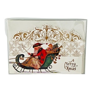 Vintage Michel & Company Tri-Fold Die Cut Santa Father Christmas Cards Box of 10