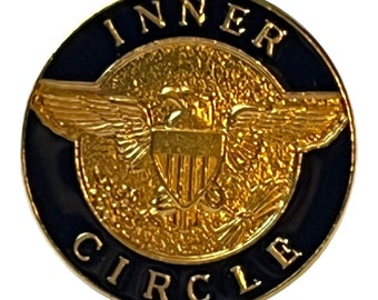 Vintage Inner Circle Lapel Pin Made in USA Enamel on Gold Tone Metal