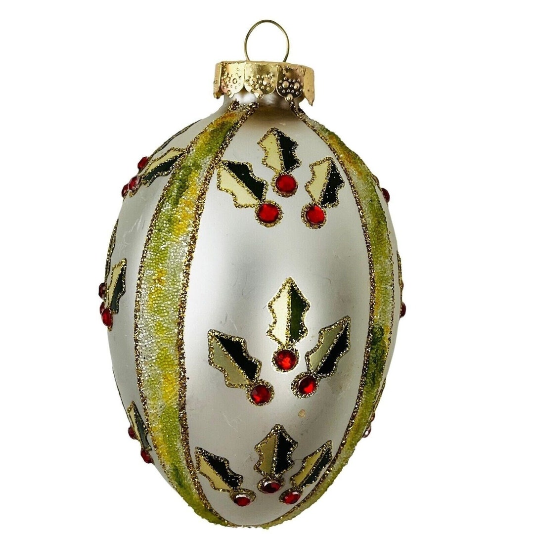 Vintage Rauch Hand Blown Glass Holly Berry Christmas Ornament 4.5 Inch