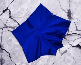 Pole Dance Shorts - Cobalt High Waisted, Yoga Wear, Dance Shorts, Workout Hot Outfit, Pole Dance Lover, Bikram Shorts, Elastic Lycra Wear