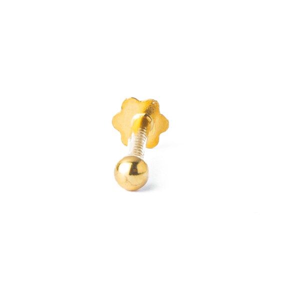 18ct Gold Screw Back Nose Stud With Gold Ball Etsy