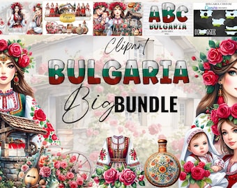 Bulgaria Clipart BIG BUNDLE , Bulgaria scrapbook , Bulgarian folklore, Bulgarian tradition, Canva frames , Bulgarian clipart