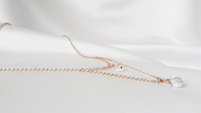 Double Rang Fine Golden Pink Chain Bride necklace Transparent Faceted Pearls and Synthetic Hematites EMMANUELLE COU ORNEMENTA -