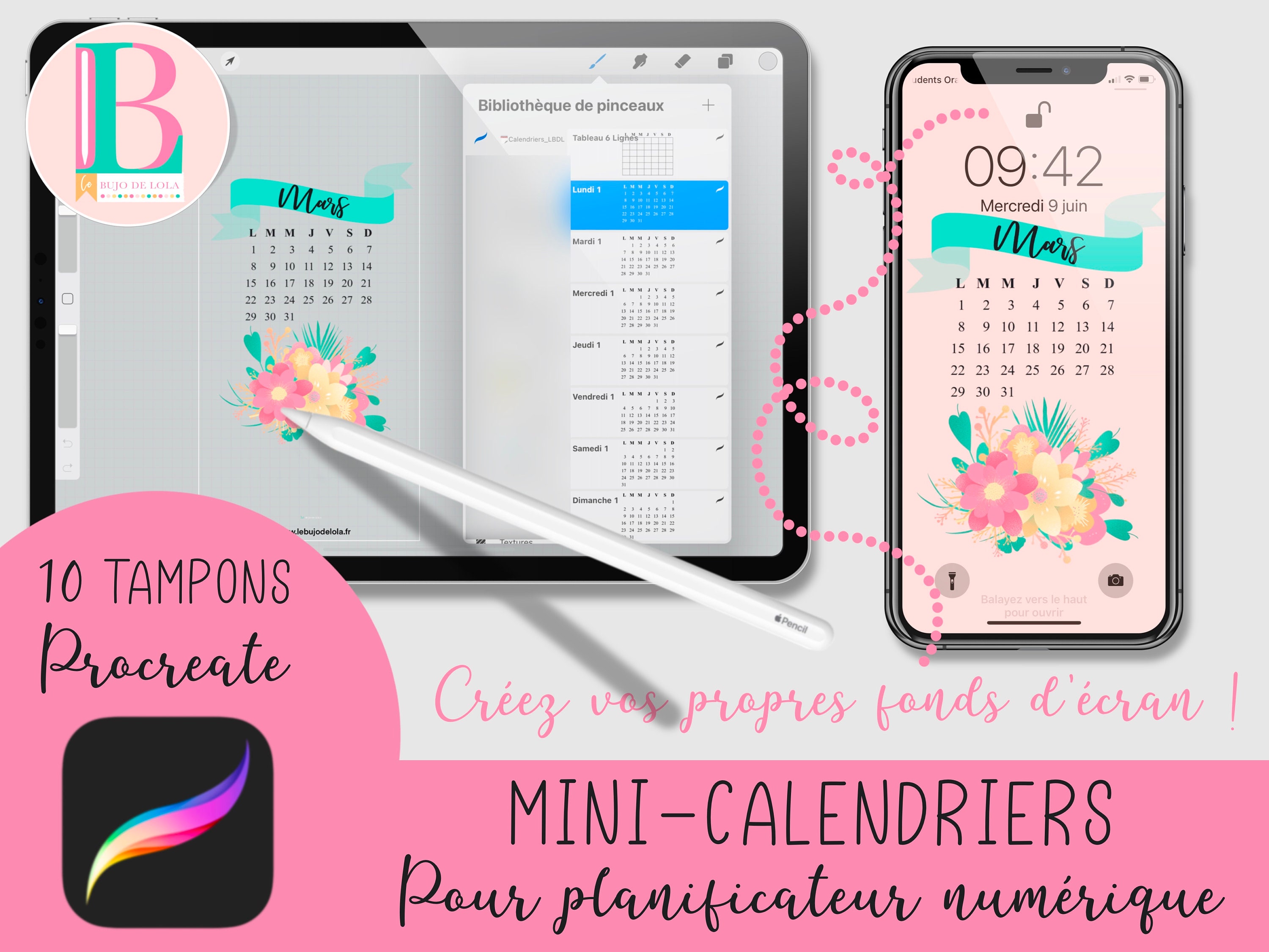 Procreate Stamps Mini Calendar Kit 2 (1466259)