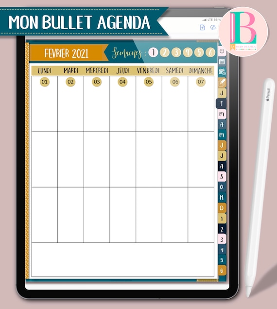 Bullet agenda 2 en 1 / Pastel / Non daté - Perpétuel - Réutilisable chaque  année - Le Buro de Lola